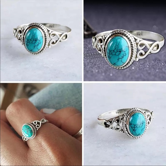 Jewelry - Vintage Ring Fashion Blue turquoises stone antique